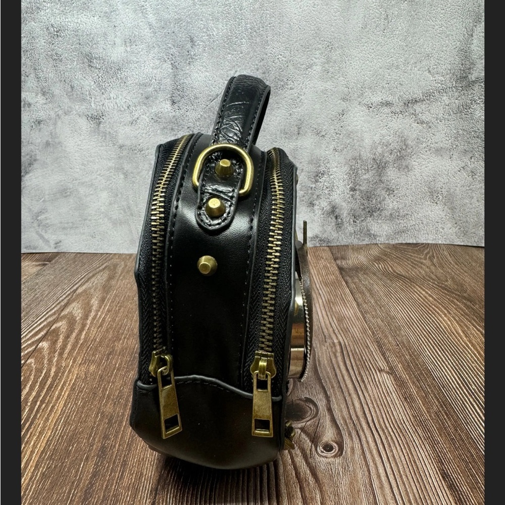 Steampunk Renaissance vegan leather octagon Crossbody handbag - Picture 3 of 5